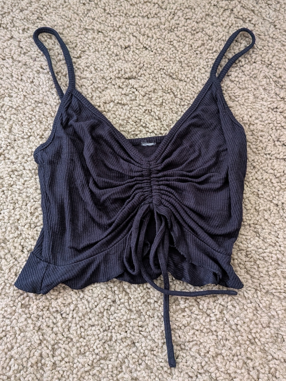 Black Ruched Drawstring Cami Top - Women - Picture 1 of 5